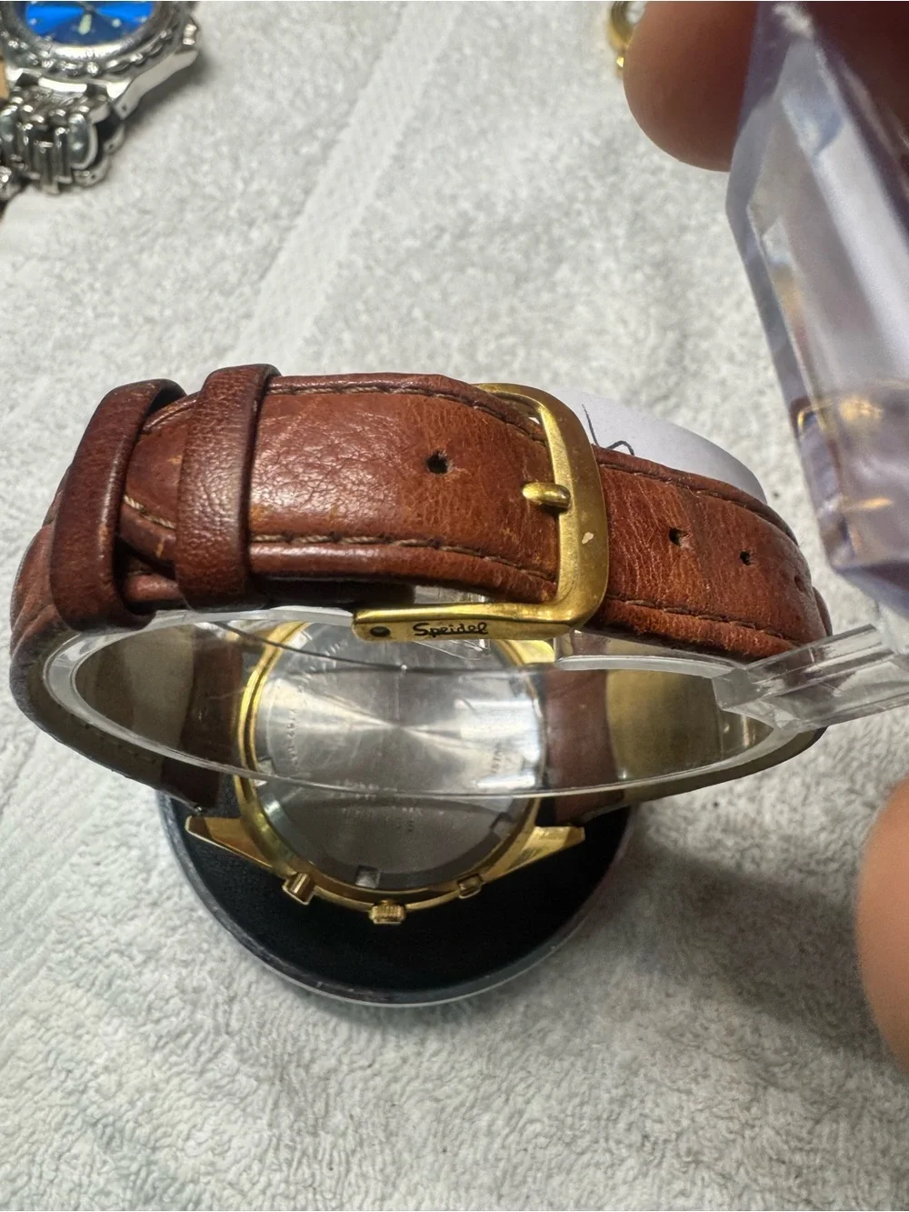 Pulsar Gold Case Watch with White Dial and Blue Subdials